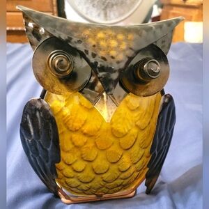 Standing Owl Votive Home Decor Textured Metal Glass Tabletop Indoor Patio Decor